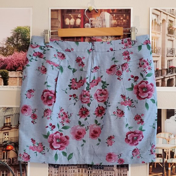 Lush Blue Floral Mini Skirt (Made in USA) - Picture 2 of 6